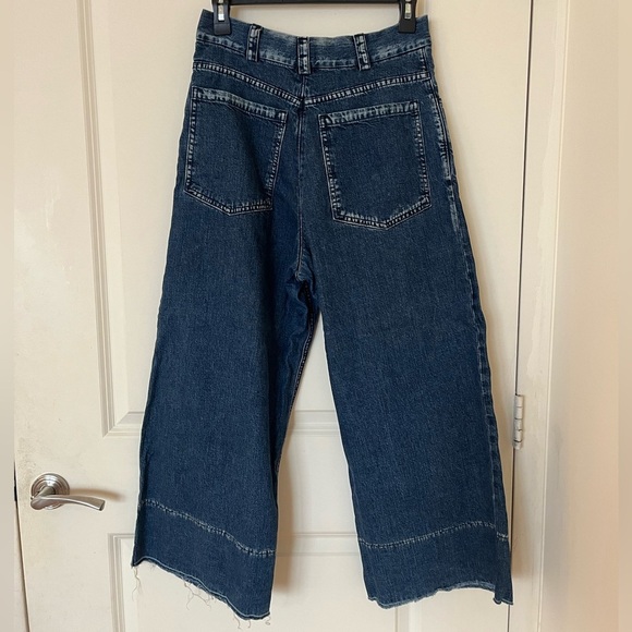 Rachel Comey Wide Leg Cropped Blue Denim Jeans - Picture 2 of 7